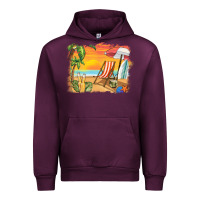 Mauve Wine sunset beach background Urban Hoodie - BarkalooDesign