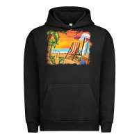 Pigment Black sunset beach background Urban Hoodie - BarkalooDesign