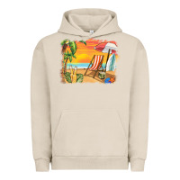 Pigment French Oak sunset beach background Urban Hoodie - BarkalooDesign