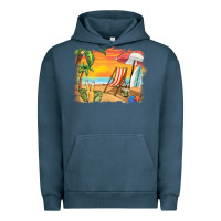 Pigment Midnight Navy sunset beach background Urban Hoodie - BarkalooDesign