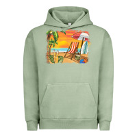 Pigment Oil Green sunset beach background Urban Hoodie - BarkalooDesign
