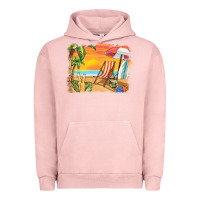 Pigment Salmon sunset beach background Urban Hoodie - BarkalooDesign
