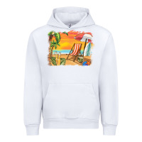 White sunset beach background Urban Hoodie - BarkalooDesign