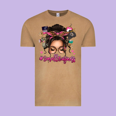 Small Business Messy Bun Vintage Tee Designed By Texasbilliewilder