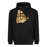 Black Painted Lady Butterfly Heavyweight Hoodie - LillyAllenDesigns