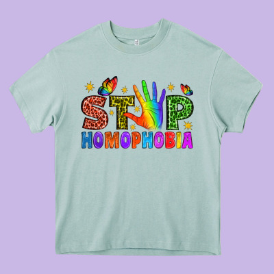 Western Stop Homophobia Heavy Core Tee Designed By Bundleandbundleshop