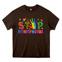 Chocolate Brown Western Stop Homophobia Heavy Core Tee - BundleAndBundleShop