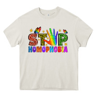 Cream Western Stop Homophobia Heavy Core Tee - BundleAndBundleShop