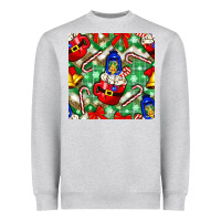 Heather Grey christmas coffee cups bell and candy cane with leopard and plaid Heavyweight Sweatshirt - BundleAndBundleShop