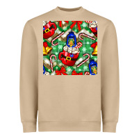 Mushroom christmas coffee cups bell and candy cane with leopard and plaid Heavyweight Sweatshirt - BundleAndBundleShop