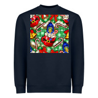 Navy christmas coffee cups bell and candy cane with leopard and plaid Heavyweight Sweatshirt - BundleAndBundleShop