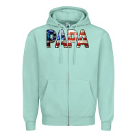 Seafoam American Flag Papa 4th of July Zipper Hoodie - LillyAllenDesigns