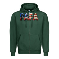 Sports Green American Flag Papa 4th of July Zipper Hoodie - LillyAllenDesigns