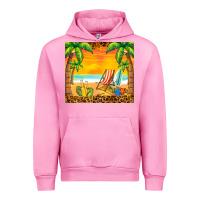 Fuchsia Pink sunset beach Urban Hoodie - BarkalooDesign