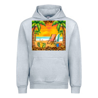Heather Grey sunset beach Urban Hoodie - BarkalooDesign