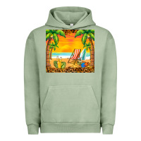 Pigment Oil Green sunset beach Urban Hoodie - BarkalooDesign