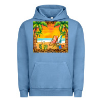 Pigment Pebble Blue sunset beach Urban Hoodie - BarkalooDesign
