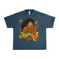 Midnight Navy Fall with black girl Urban Heavy Tee - NancyCooperArtShop