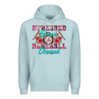 Blue Mist stressed blessed & baseball obsessed Premium Hoodie - BundleAndBundleShop
