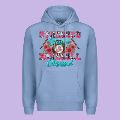 Stressed Blessed & Baseball Obsessed Premium Hoodie Designed By Bundleandbundleshop