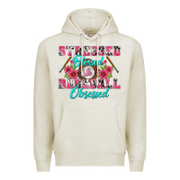 Oatmeal Heather stressed blessed & baseball obsessed Premium Hoodie - BundleAndBundleShop