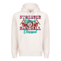 Pale Pink stressed blessed & baseball obsessed Premium Hoodie - BundleAndBundleShop