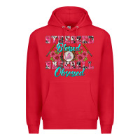 Red stressed blessed & baseball obsessed Premium Hoodie - BundleAndBundleShop