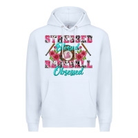 White stressed blessed & baseball obsessed Premium Hoodie - BundleAndBundleShop