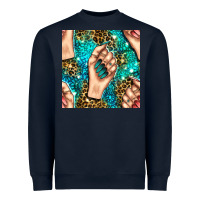 Navy nail art with leopard and turquoise  gemstone seamless pattern bbs Heavyweight Sweatshirt - BundleAndBundleShop