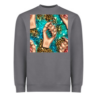 Storm nail art with leopard and turquoise  gemstone seamless pattern bbs Heavyweight Sweatshirt - BundleAndBundleShop
