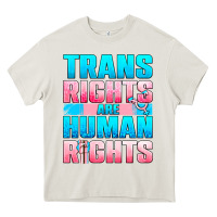 Cream Trans Rights Are Human Rights Heavy Core Tee - BundleAndBundleShop