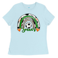 Baby Blue Soccer Rainbow Ladies Tee - RanaPortraitStore