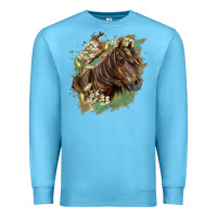 Ocean Blue missouri horse floral background Premium Sweatshirt - LillyAllenDesigns