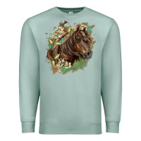 Seafoam missouri horse floral background Premium Sweatshirt - LillyAllenDesigns
