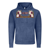 Vintage Denim mom burgundy flowers with leopard Vintage Hoodie - TumblerDesignByShophia