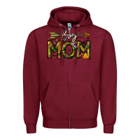 Burgundy Boy Mom Zipper Hoodie - CowhideDigitalArt