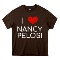 Chocolate Brown Limited Edition I Love Nancy Pelosi Heart Madam Speaker Democratic Pol Heavy Core Tee - lanVoArt