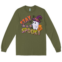Army Green stay spooky Long Sleeve Tee - CowGirlArtShop