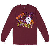 Burgundy stay spooky Long Sleeve Tee - CowGirlArtShop