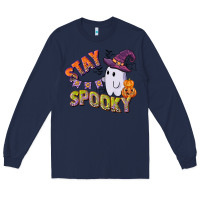 Navy stay spooky Long Sleeve Tee - CowGirlArtShop