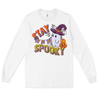White stay spooky Long Sleeve Tee - CowGirlArtShop