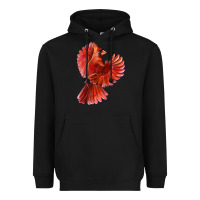 Black Flying Northern Cardinal Bird Heavyweight Hoodie - LillyAllenDesigns