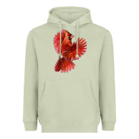 Matcha Flying Northern Cardinal Bird Heavyweight Hoodie - LillyAllenDesigns
