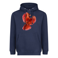 Navy Flying Northern Cardinal Bird Heavyweight Hoodie - LillyAllenDesigns
