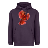 Plum Flying Northern Cardinal Bird Heavyweight Hoodie - LillyAllenDesigns