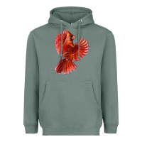 Sage Flying Northern Cardinal Bird Heavyweight Hoodie - LillyAllenDesigns