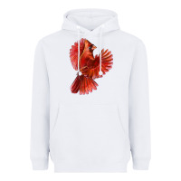 White Flying Northern Cardinal Bird Heavyweight Hoodie - LillyAllenDesigns