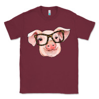 Burgundy pig with glasses Classic Tee - RanaPortraitStore