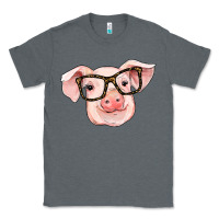 Charcoal Heather pig with glasses Classic Tee - RanaPortraitStore