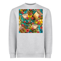 Heather Grey honey and bee coffee cup with flowers and leopard seamless pattern bbs Heavyweight Sweatshirt - BundleAndBundleShop